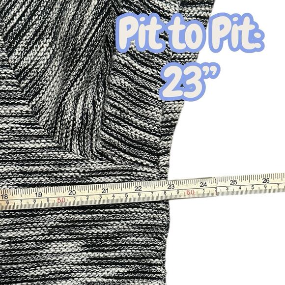 H&M Black White Marled Knit Sweater Top Women’s XL Crew Neck Long Sleeve Zip - Picture 7 of 9